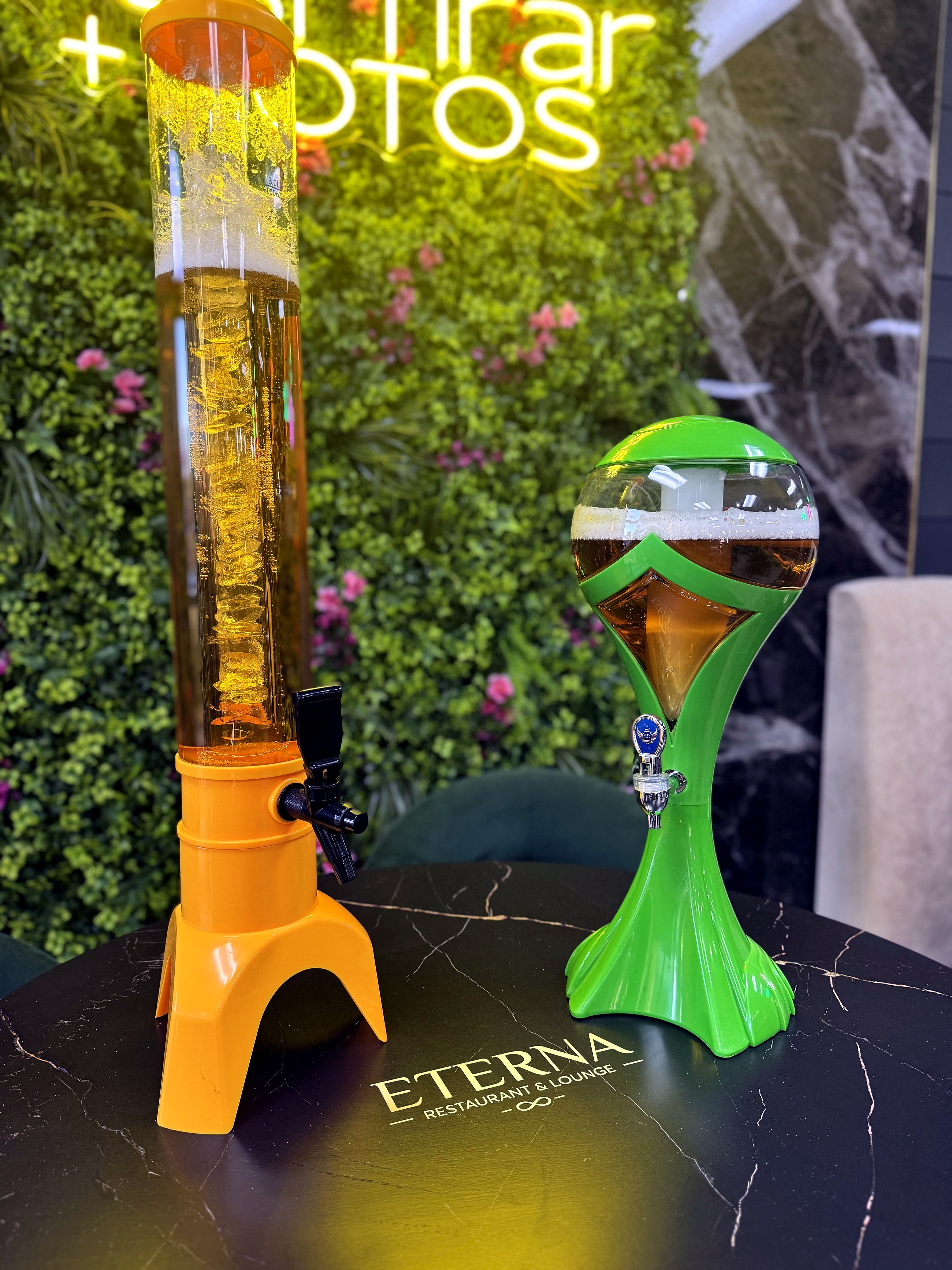 Beer towers for group dining at Eterna Kissimmee